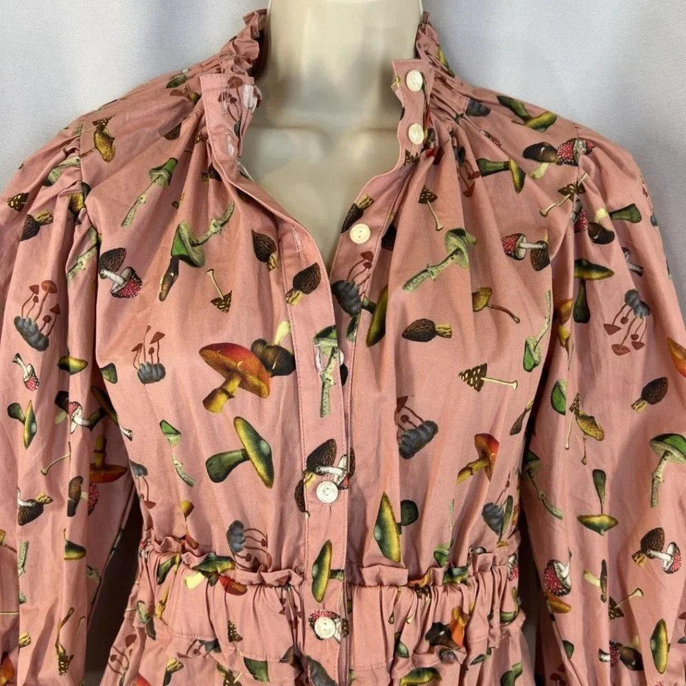 NWT Never A Wallflower Pink Mushroom Elastic Collar Dress $326 - Picture 3 of 12